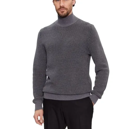 Hugo Boss , Grey Sweater with Mock Neck ,Gray male, Sizes: