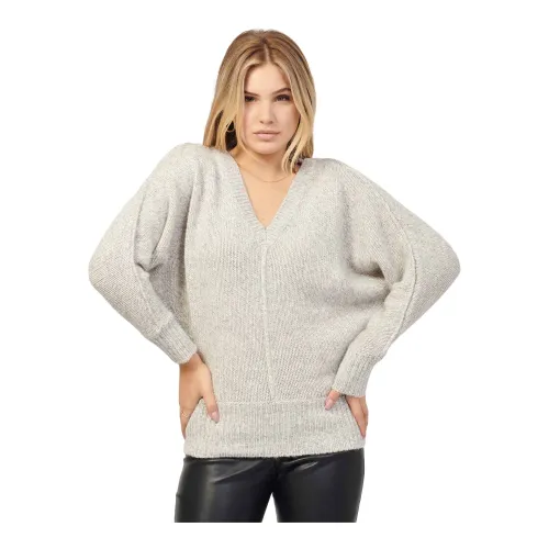 Hugo Boss , Grey V-Neck Sweater ,Gray female, Sizes: