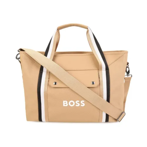 Hugo Boss , Hugo Boss borsa cambio beige in ecopelle baby|Beige faux leather baby boy Hugo Boss changing bag ,Beige unisex, Sizes: ONE SIZE