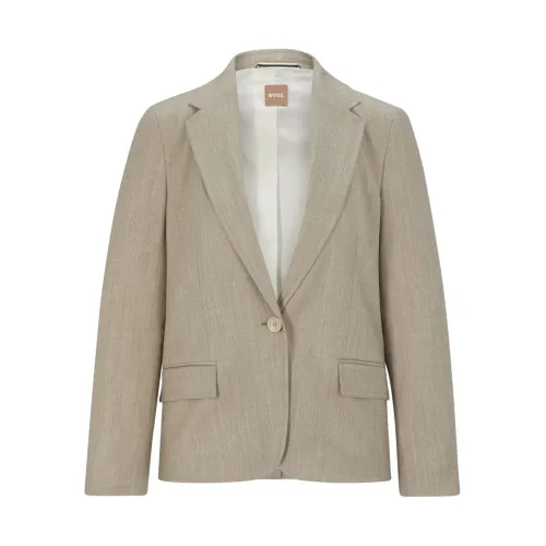 Hugo Boss , Jocalua15 Blazer - Wool Blend, Long Sleeves, Button Closure ,Beige female, Sizes: