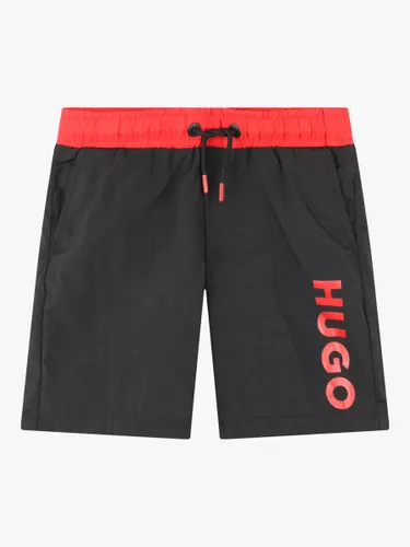 Hugo Boss Kids' Side Logo Swim Shorts - Black/Red - Male