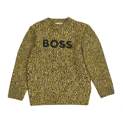 Hugo Boss , Knitted Intarsia Sweater in Green ,Green male, Sizes: