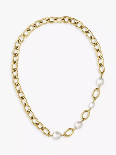 Hugo Boss Leah Freshwater Pearl Belcher Chain Necklace, Gold - Gold - Female