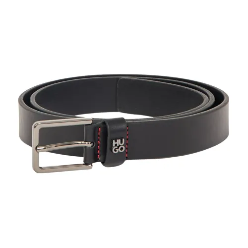 Hugo Boss , Leather Belt with Disrupted Logo ,Black male, Sizes: