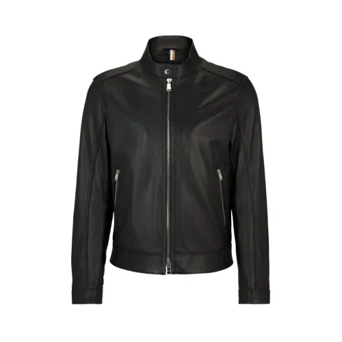 Hugo Boss , Leather Jacket ,Black male, Sizes: