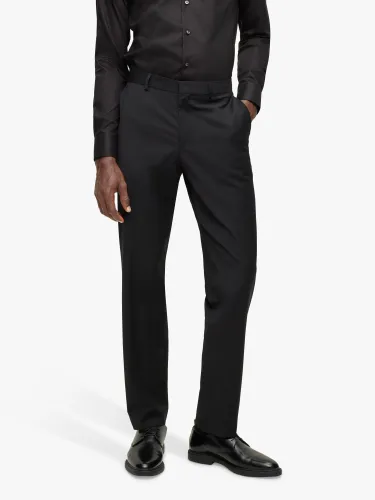 Hugo Boss Leon Regular Fit Wool Blend Suit Trousers - Black - Male