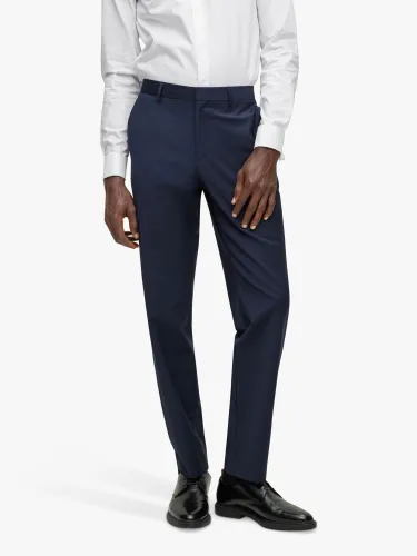 Hugo Boss Leon Regular Fit Wool Blend Suit Trousers - Dark Blue - Male