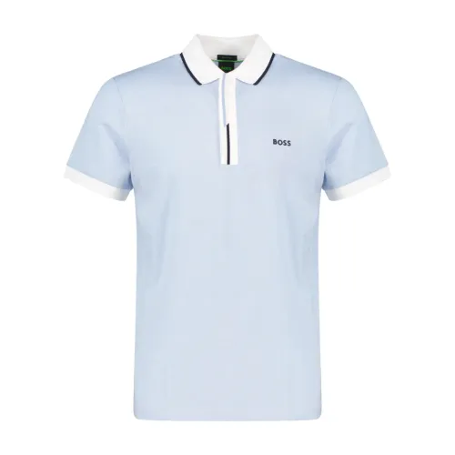 Hugo Boss , Logo-embroidered Piqué Polo Shirt ,Blue male, Sizes: