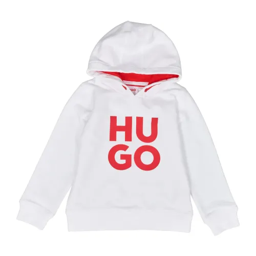 Hugo Boss , Logo Print Hoodie ,White male, Sizes: