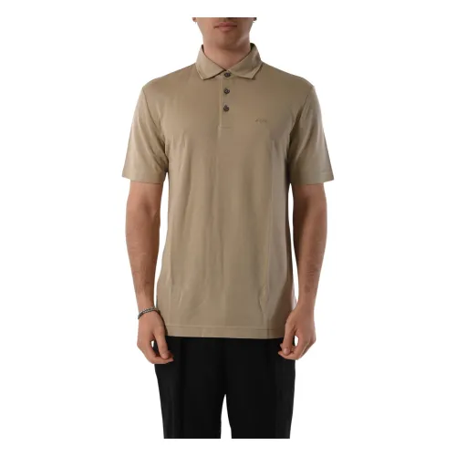 Hugo Boss , Lyocell Polo with Buttoned Collar ,Beige male, Sizes: