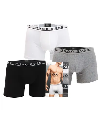 Hugo Boss Mens 3 Pack Boxer Shorts in Grey Cotton