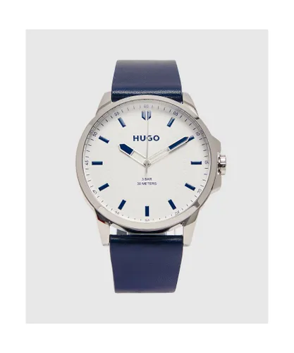 Hugo Boss Mens Accessories First Leather Strap Watch in Navy-White - Blue Leather (archived) - One Size
