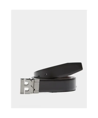 Hugo Boss Mens Accessories Reversible Logo Buckle Belt in Black Leather - One