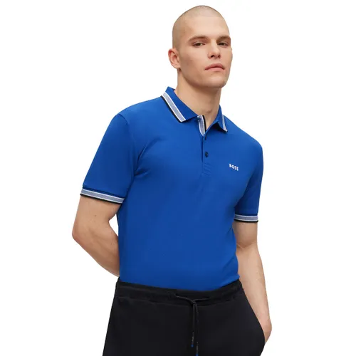 Hugo Boss Mens Blue Stripe Paddy Golf Polo Shirt, Size: Medium | American Golf