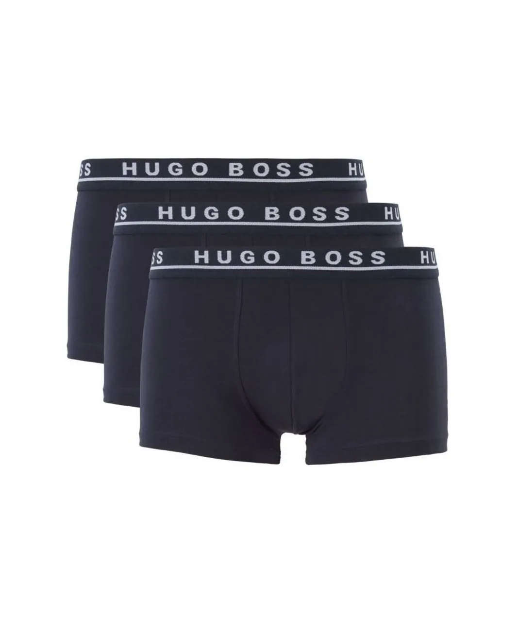 Hugo Boss Mens Bodywear Three Pack Regular Rise Dark Blue Boxer Trunks - Navy Cotton