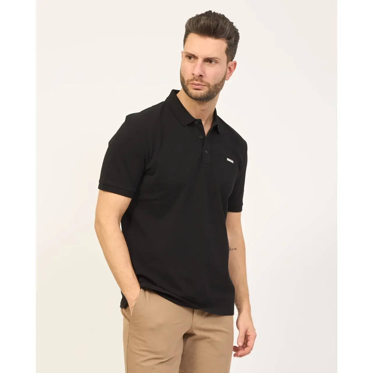 Hugo Boss , Mens Cotton Polo Shirt with Logo ,Black male, Sizes: