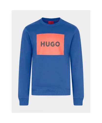 Hugo Boss Mens Cotton-Terry With Logo Sweatshirt in Blue
