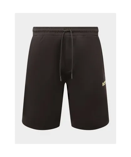 Hugo Boss Mens Headlo Embroided Logo Shorts in Black Cotton