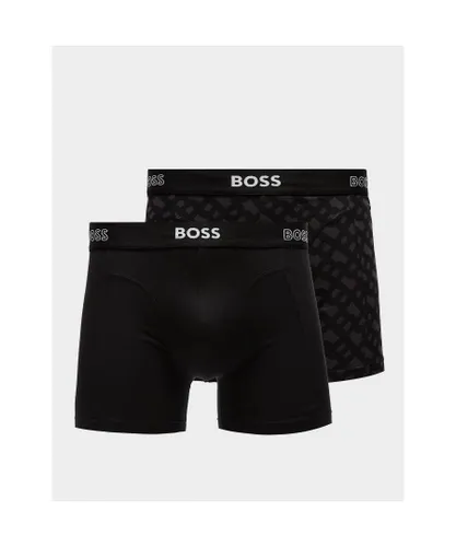 Hugo Boss Mens Initial Logo Boxer Shorts 2 Pack in Black Cotton
