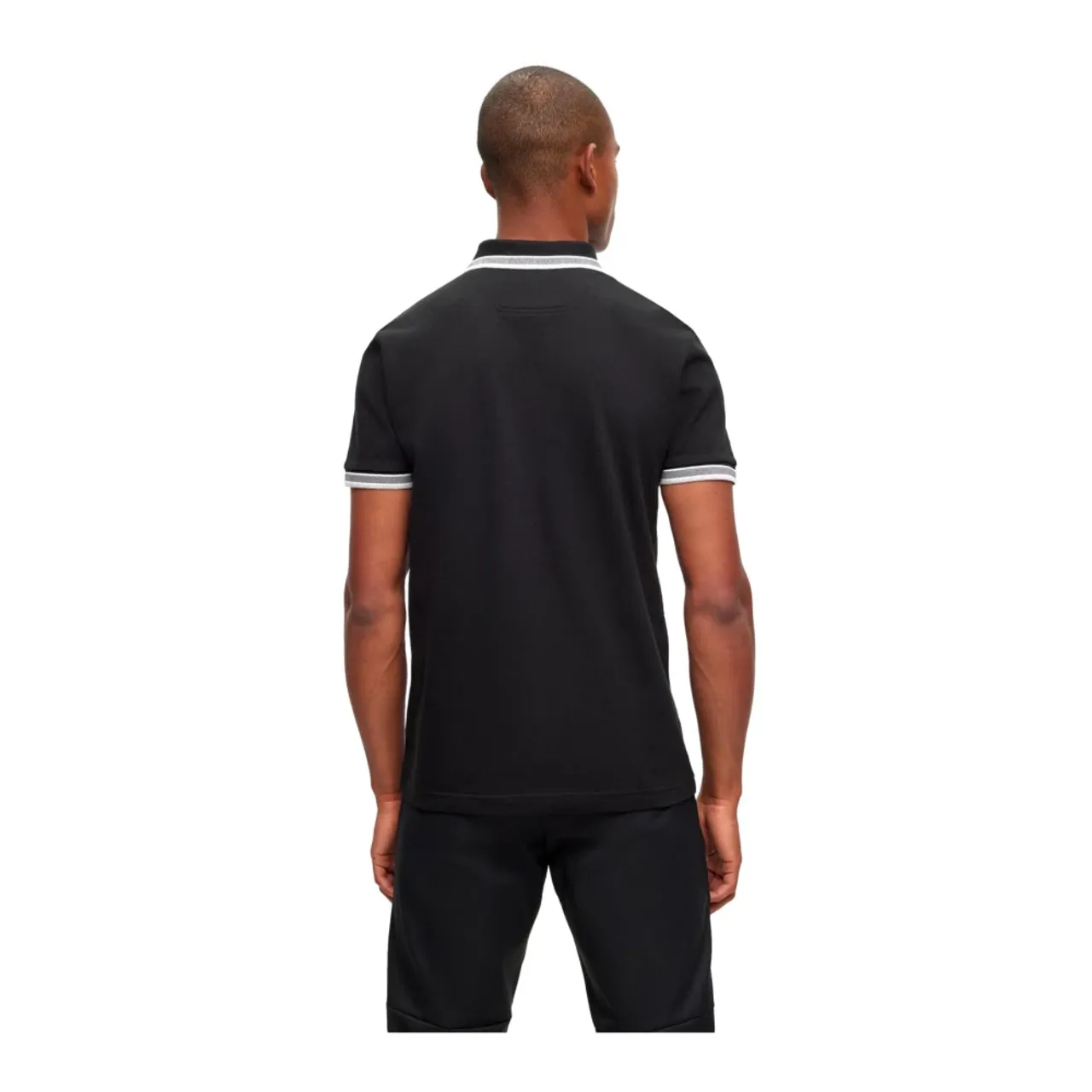 Hugo Boss , Men`s Polo with Details and Contrast Logo Model 50469055 Paddy Color Black ,Black male, Sizes: