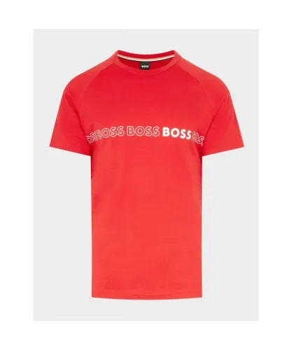 Hugo Boss Mens Round Neck Slim Fit T-Shirt in Red Cotton