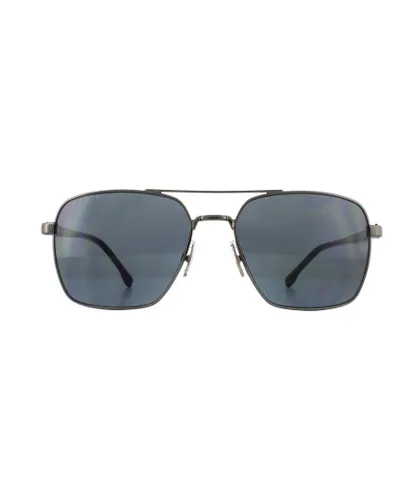Hugo Boss Mens Sunglasses 1045/S V81 IR Dark Ruthenium Grey Blue Metal (archived) - One