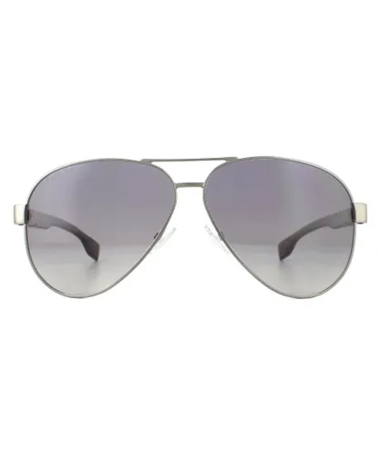 Hugo Boss Mens Sunglasses 1241/S R80 WJ Matte Dark Ruthenium Grey Gradient Polarized Metal (archived) - One