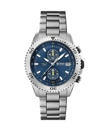 Hugo Boss Mens' Vela Chronograph Watch 1513775 - Silver Metal - One Size