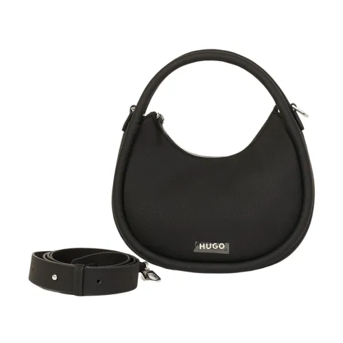 Hugo Boss , Modern Black Shoulder Bag with Metal Logo ,Black female, Sizes: ONE SIZE