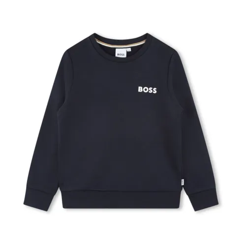 Hugo Boss , Navy blue cotton blend boy Hugo Boss sweatshirt ,Blue male, Sizes: