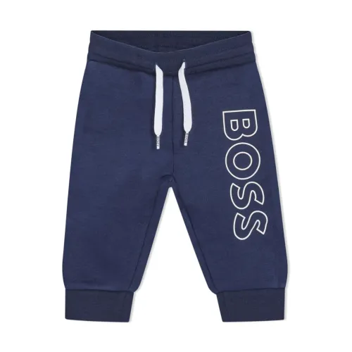 Hugo Boss , Navy Blue Cotton Boy Track Pants ,Blue male, Sizes: