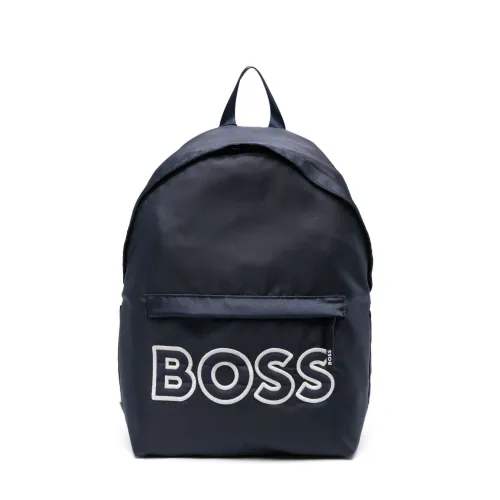 Hugo Boss , Navy Blue Nylon Boy Backpack ,Blue unisex, Sizes: ONE SIZE