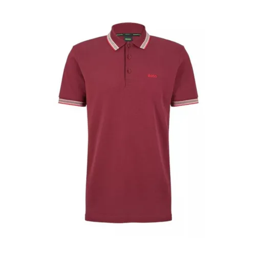 Hugo Boss , Polo Shirt IN Organic Cotton With Curved Logo ,Red male, Sizes: