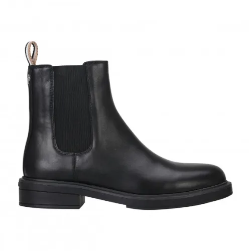Hugo Boss , Refined Chelsea Boots with Logo Trim ,Black female, Sizes: