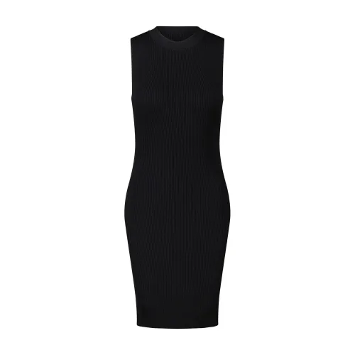 Hugo Boss , Ribbed Knit Dress with Back Cutout ,Black female, Sizes: