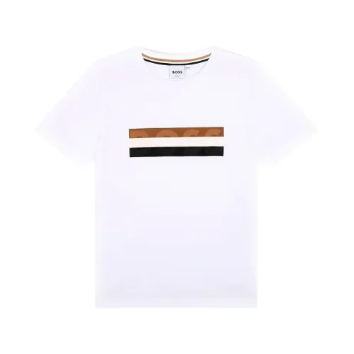 Hugo Boss , Short Sleeve Printed T-shirt ,White male, Sizes: