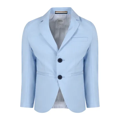 Hugo Boss , Sky Blue Cotton Jacket with Logo Buttons ,Blue male, Sizes:
