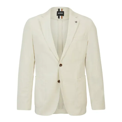 Hugo Boss , Slim Fit Boss Jacket with Micro Pattern and Brand Logo Pin ,White male, Sizes:
