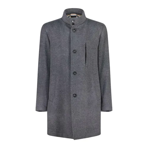 Hugo Boss , Slim-Fit Wool-Cashmere Coat ,Gray male, Sizes: