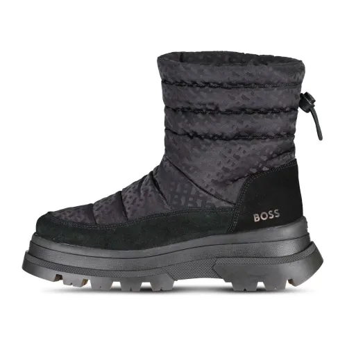 Hugo Boss , Slip-On Leather and Textile Boots ,Black female, Sizes: