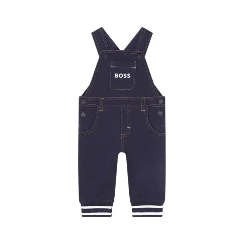 Hugo Boss , Solid Color Salopette with Contrast Stitching ,Blue unisex, Sizes: