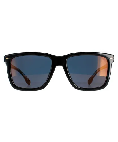 Hugo Boss Square Mens Black Brown Gold Mirrored 1317/S - One