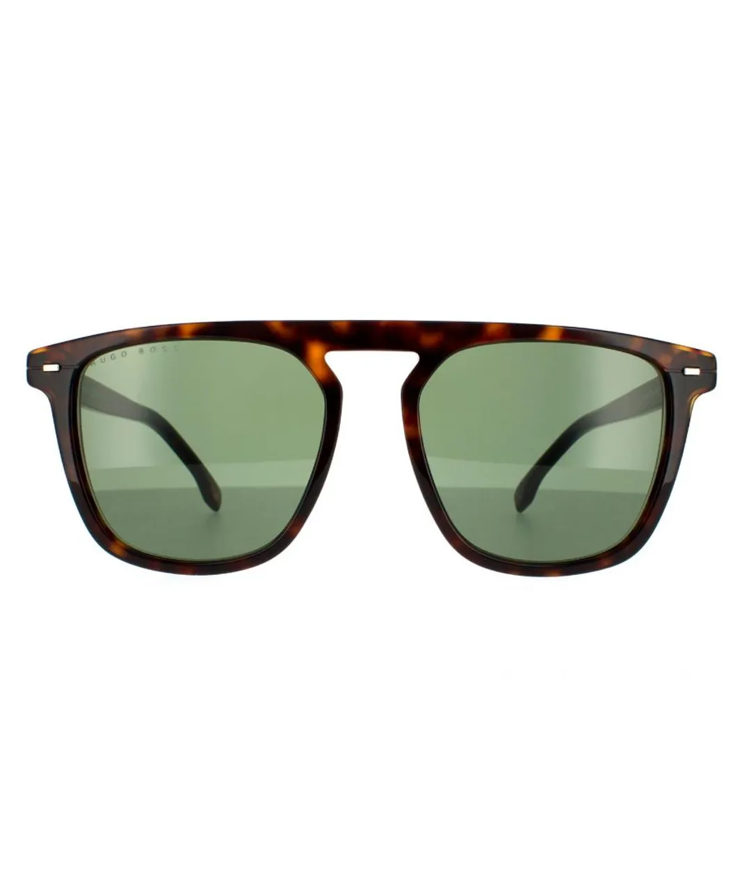 Hugo Boss Square Mens Dark Havana Green Sunglasses - Brown - One