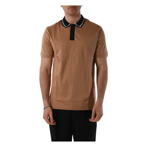 Hugo Boss , Striped Cotton Polo Shirt Slim Fit ,Beige male, Sizes: