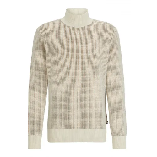 Hugo Boss , Structured Cotton and Virgin Wool Turtleneck ,White male, Sizes: