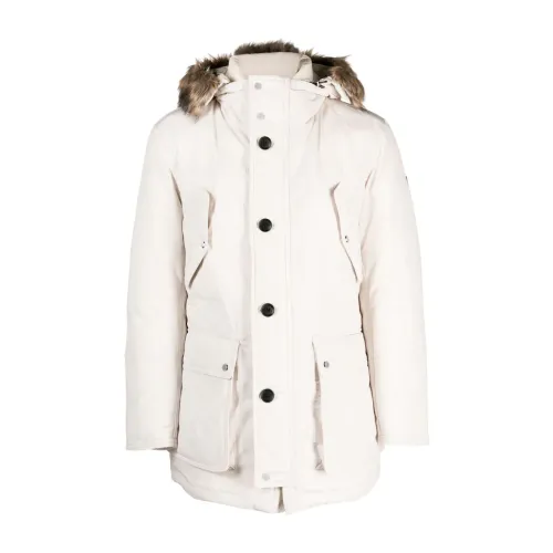 Hugo Boss , Stylish Dadico Winter Jacket with Detachable Hood ,White male, Sizes: