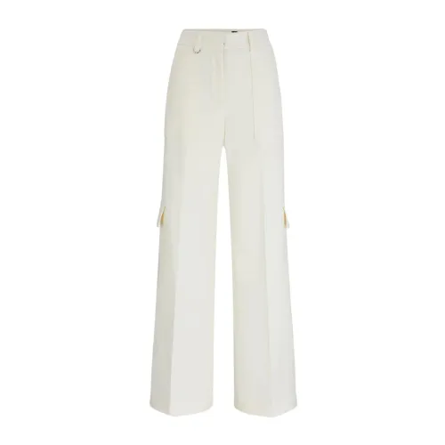 Hugo Boss , Trendy Cargo Pants in White Cotton Blend ,White female, Sizes: