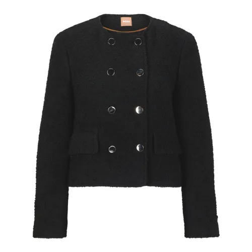 Hugo Boss , Tweed Double-Breasted Jacket Jesetta 50498470 Black ,Black female, Sizes: