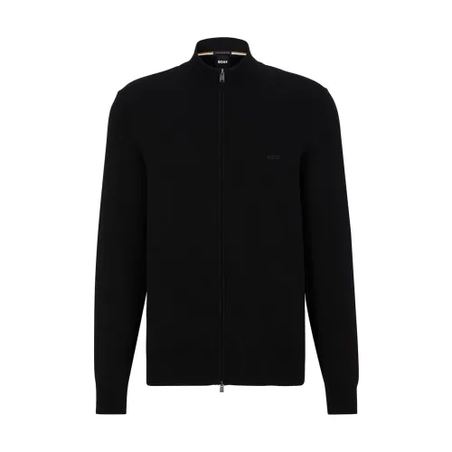 Hugo Boss , Versatile Regular Fit Sweater with Zip ,Black male, Sizes: