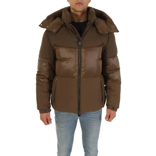 Hugo Boss , Water-Repellent Hooded Jacket with Double Fabric Padding ,Brown male, Sizes: